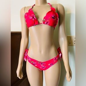 Shein Pink Floral Bikini Top and Bottom Set